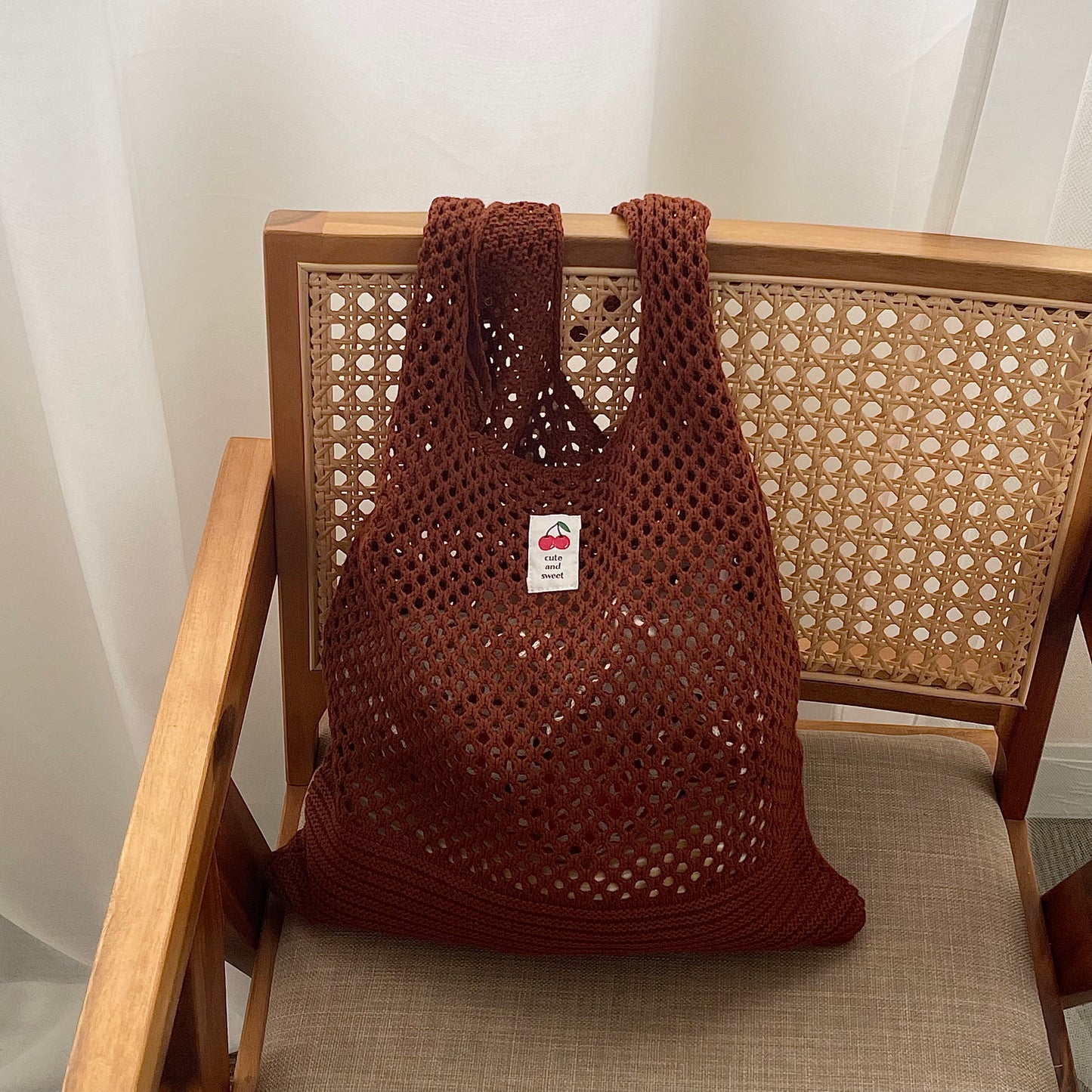 Knitting tote bag(cherry🍒)