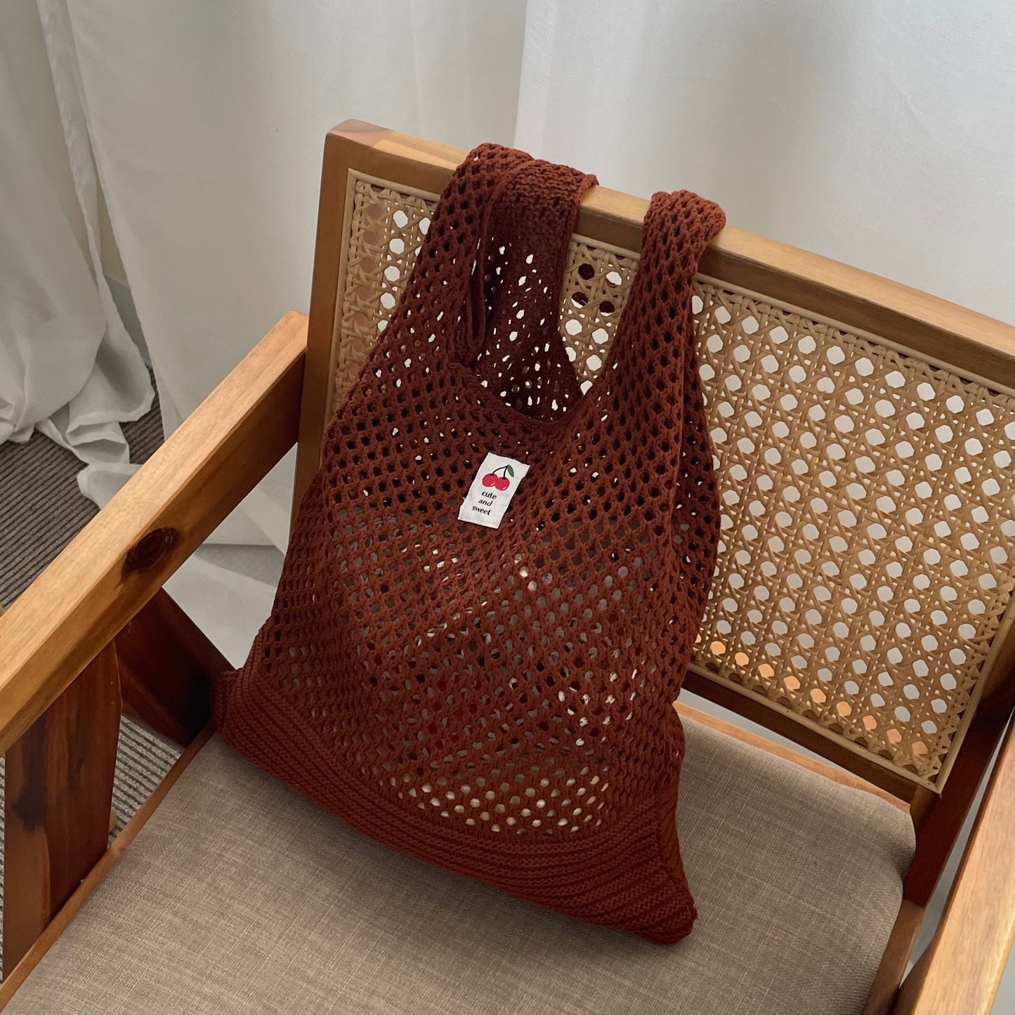 Knitting tote bag(cherry🍒)