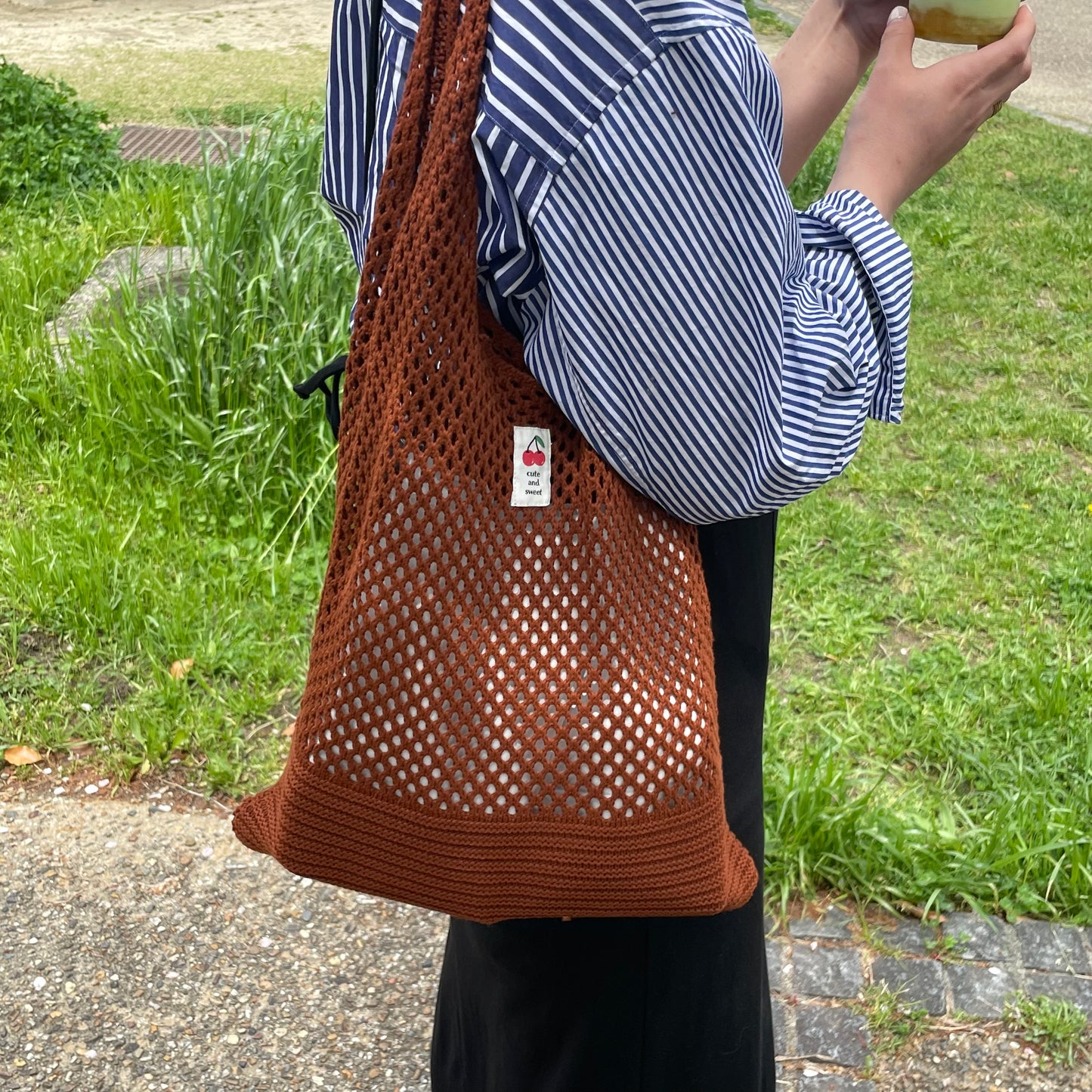 Knitting tote bag(cherry🍒)