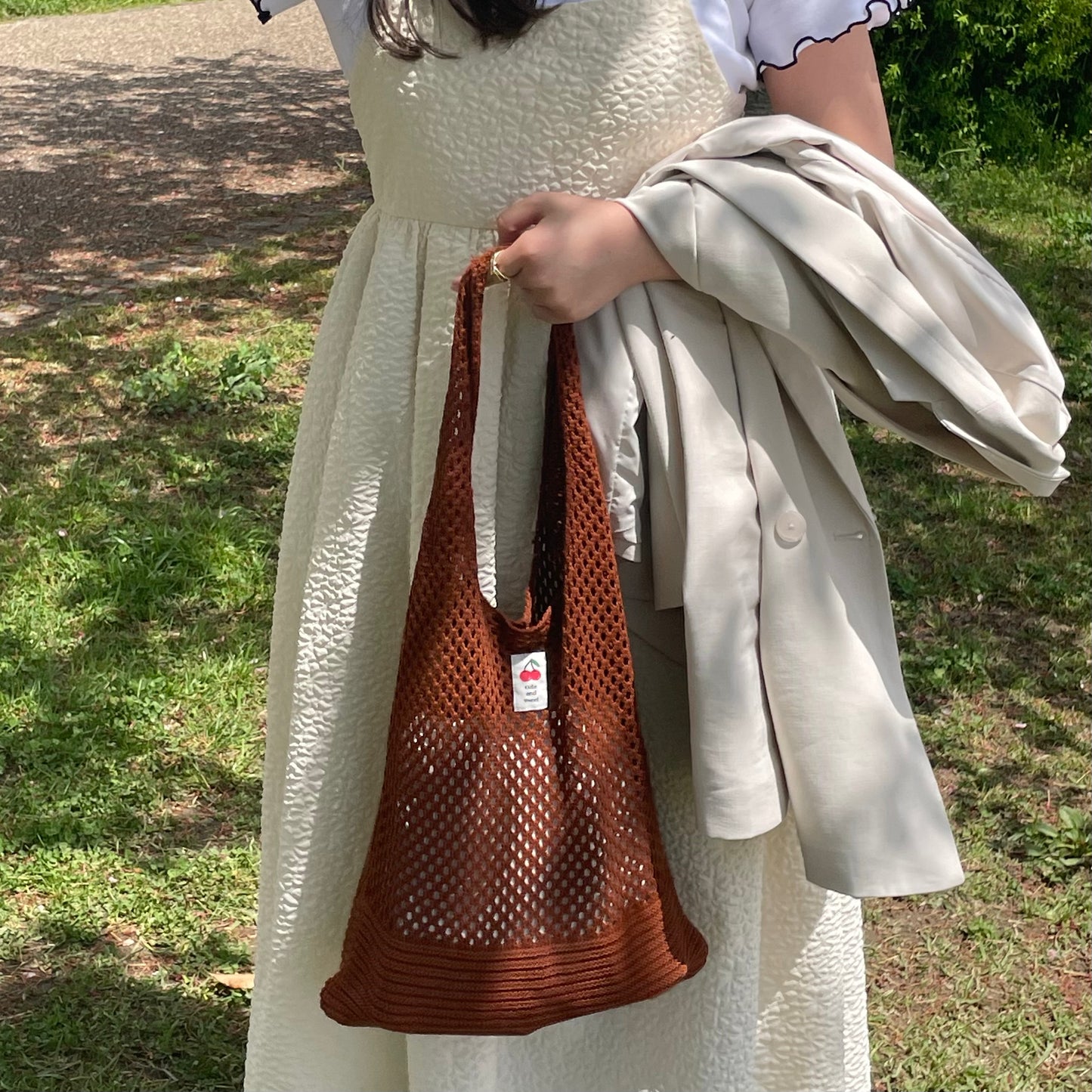 Knitting tote bag(cherry🍒)