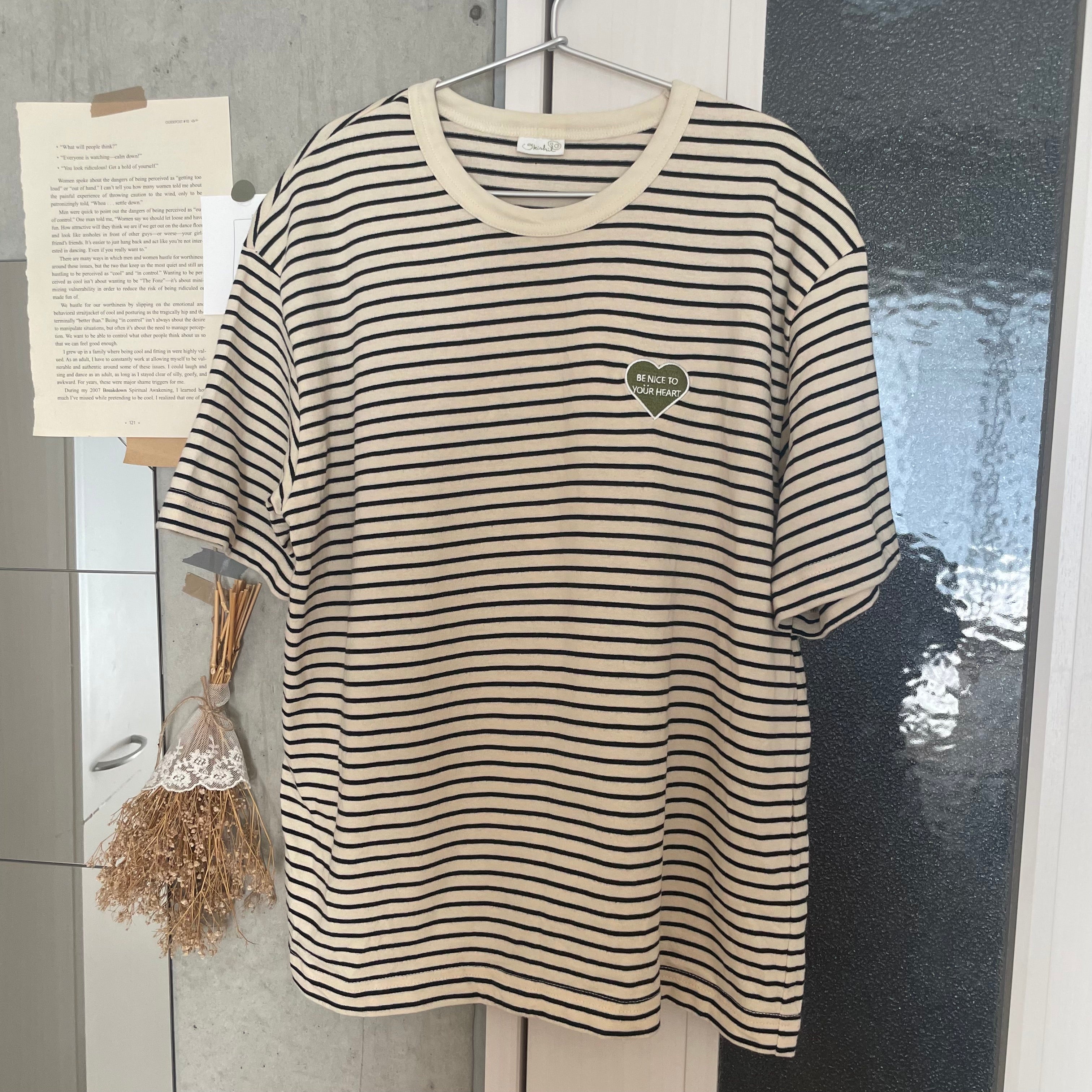 Striped t outlet shirt with heart